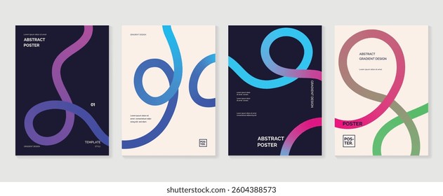 Music poster design background vector set. Electro Sound Cover template with vibrant abstract gradient geometric shape. Ideal design for social media, flyer, party, music festival, club.
