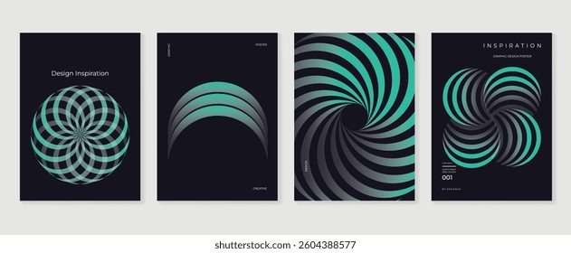 Music poster design background vector set. Electro Sound Cover template with vibrant abstract gradient geometric shape. Ideal design for social media, flyer, party, music festival, club.