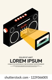 Music poster design template background modern vintage retro style. Can be used for backdrop, banner, brochure, leaflet, flyer, advertising, publication, vector illustration