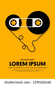 Music poster design template background modern vintage retro style. Can be used for backdrop, banner, brochure, leaflet, flyer, advertisement, publication, vector illustration