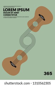 Music poster design template background modern vintage retro style. Design element can be used for backdrop, banner, brochure, leaflet, flyer, advertisement, publication, vector illustration