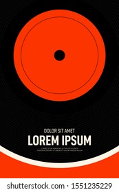 Music poster design template background with phonograph record vintage retro style. Graphic design element can be used for backdrop, banner, brochure, leaflet, publication, vector illustration