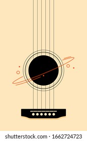 Diseño de carteles musicales decorativo con estilo retro de guitarra. El elemento de diseño gráfico se puede utilizar como fondo, banner, folleto, folleto, publicación, ilustración vectorial