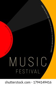 Music poster design template background with vintage vinyl record, retro style. Design element template can be used for backdrop, banner, brochure, leaflet, print, publication, vector illustration