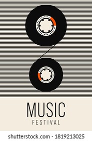 Music poster design template background with cassette tape vintage retro style. Design element template can be used for banner, brochure, leaflet, print, invitation, vector illustration