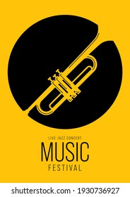 Music poster design template background decorative with trumpet. Design element template can be used for backdrop, banner, brochure, print, publication, vector illustration