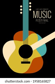 Music poster design template background decorative with guitar. Design element template can be used for banner, backdrop, brochure, leaflet, print, publication, vector illustration