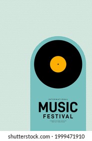 Music poster design template background with vinyl record and halftone pattern. Design element template can be used for backdrop, banner, brochure, leaflet, print, publication, vector illustration