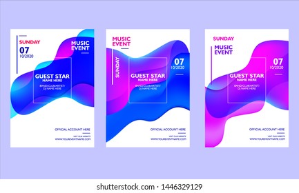 Music poster design template. Colorful abstract shapes. Layout for event, festival, party, concert, celebration and others. Vector illustration