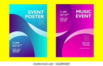 Music poster design template. Electronic dj party fest. Modern gradient cover templates.
event flyer for publication. Vector illustration.