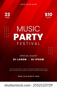 Music poster design template. Music party flyer with abstract gradient. Musical festival invitation. Vector illustration