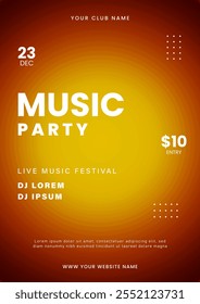 Music poster design template. Music party flyer with abstract gradient. Musical festival invitation. Vector illustration