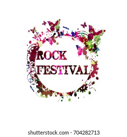 Music poster design vector illustration. Colorful music banner for rock music concert isolated