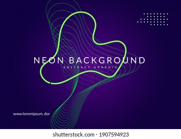 Music poster. Dynamic fluid shape and line. Cool discotheque cover concept. Neon music poster. Electro dance dj. Electronic sound fest. Club event flyer. Techno trance party.