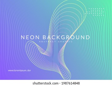 Music poster. Dynamic fluid shape and line. Bright discotheque cover template. Neon music poster. Electro dance dj. Electronic sound fest. Club event flyer. Techno trance party.