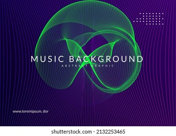 Music poster. Dynamic fluid shape and line. Futuristic concert banner design. Neon music poster. Electro dance dj. Electronic sound fest. Club event flyer. Techno trance party.