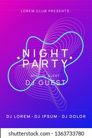 Music poster. Dynamic gradient shape and line. Futuristic show cover design. Neon music poster. Electro dance dj. Electronic sound fest. Club event flyer. Techno trance party.