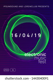 Music poster. Dynamic gradient shape and line. Futuristic show banner concept. Neon music poster. Electro dance dj. Electronic sound fest. Club event flyer. Techno trance party.
