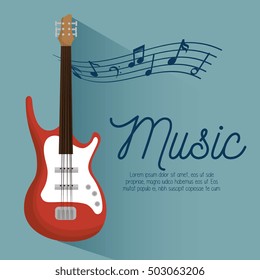 music poster electric guitar and notes