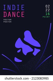 Music poster. Electronic contemporary music flow. Cyber neon graphic design. Surreal portrait in a minimalist style. Vector template