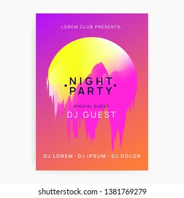 Music poster. Electronic sound. Night dance lifestyle holiday. Minimal techno party presentation design. Fluid holographic gradient shape and line. Summer fest flyer and music poster.