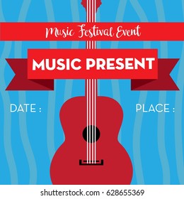 music poster event for festival event, banner, brochure, flyer, template with date and place space. vector illustration