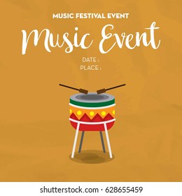music poster event for festival event, banner, brochure, flyer, template with date and place space. vector illustration