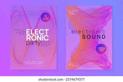 Music Poster. Festival Vector. Pink Sound Set. Dance Concert Element. Blue Fest Magazine. Psychedelic Beat Illustration. Night Club Event. Green Music Poster