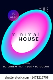 Music poster. Fluid holographic gradient shape and line. Dynamic disco event cover design. Electronic sound. Night dance lifestyle holiday. Summer fest flyer and music poster.