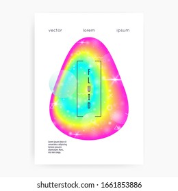 Music poster. Fluid holographic gradient shape and line. Electronic sound. Night lifestyle dance holiday. Geometric invitation design for indie party. Music poster and flyer for summer fest.