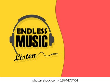 Music poster flyer. Headphones illustration design artwork stock vector.
