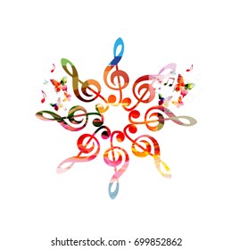 Music poster with g-clef pattern. Colorful g-clef isolated vector illustration design