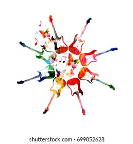 Music poster with guitar pattern. Colorful music instrument isolated vector illustration design