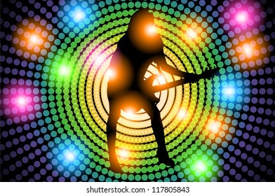 Music poster with guitarist and lights
