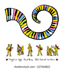 Music poster - hand drawn in vector / color version