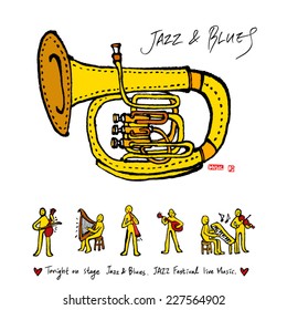 Music poster - hand drawn in vector / color version