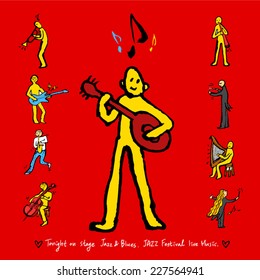 Music poster - hand drawn in vector / color version