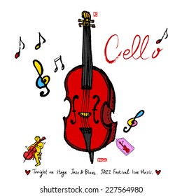 Music poster - hand drawn in vector / color version