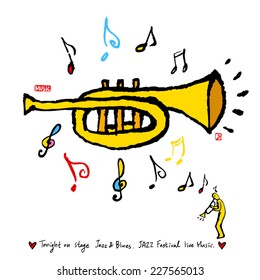 Music poster - hand drawn in vector / color version