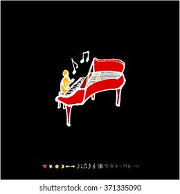 Music poster illustration / Hand drawn illustration - vector