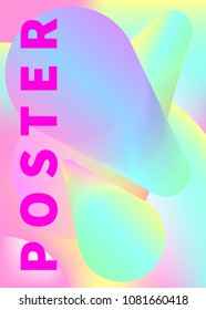 Music poster, light colored shapes, flowing colors, gradient, flyer, backdrop, banner for night club, fluid, 3D blend. Vector stock