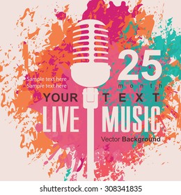 music poster with microphone on background of colored spots