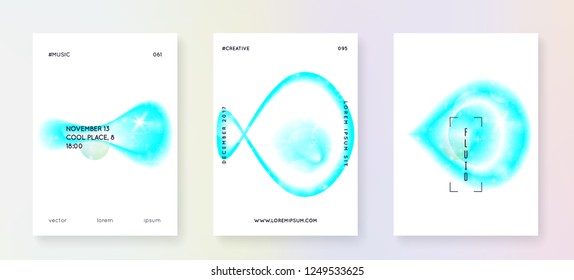 Music poster. Modern invitation layout set for electro event. Fluid holographic gradient shape and line. Electronic sound. Night dance holiday. Music poster and flyer for summer fest.