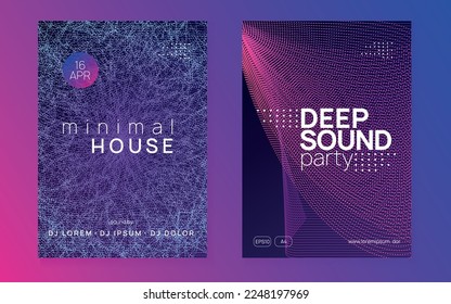Music poster. Modern show magazine set. Dynamic fluid shape and line. Neon music poster. Electro dance dj. Electronic sound fest. Club event flyer. Techno trance party.