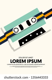 Music poster modern vintage retro style. Graphic design template can be used for background, backdrop, banner, brochure, leaflet, flyer, print, publication, vector illustration