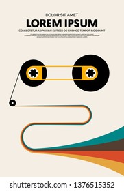 Music poster modern vintage retro style. Graphic design template can be used for background, backdrop, banner, brochure, leaflet, flyer, print, publication, vector illustration