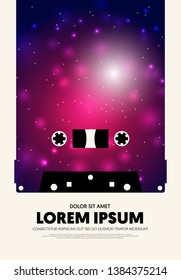 Music poster modern vintage retro style. Graphic design template can be used for background, backdrop, banner, brochure, leaflet, flyer, print, publication, vector illustration