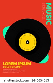 Music poster modern vintage retro style. Graphic design template can be used for background, backdrop, banner, brochure, leaflet, flyer, print, publication, vector illustration