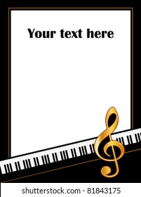 Music Poster Piano Keyboard Gold Treble Stock Vector (Royalty Free ...