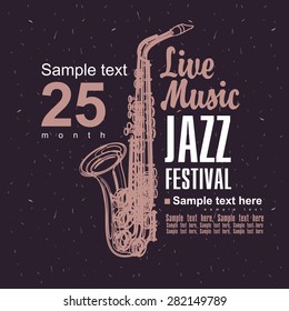 Music poster with a picture of a saxophone jazz festival